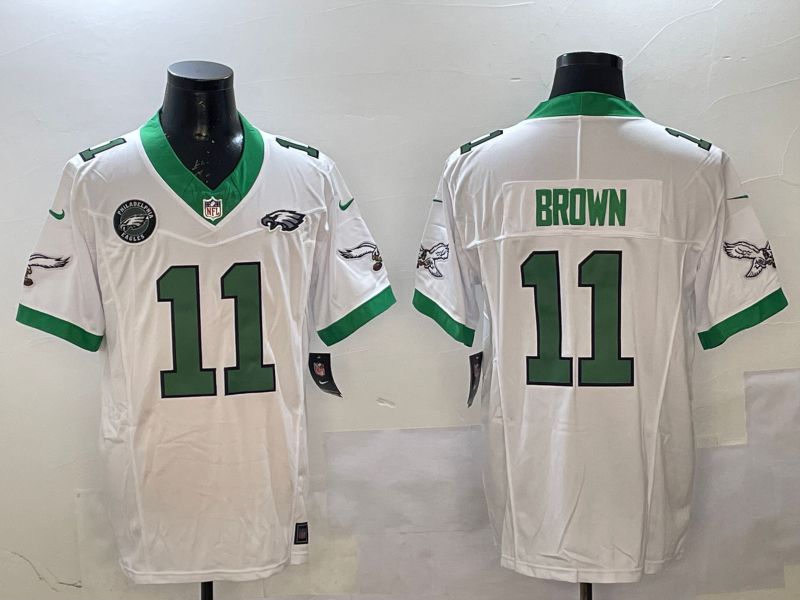 Men Philadelphia Eagles #11 Brown White Retro three generations 2025 Nike Vapor Limited NFL Jersey style 5->philadelphia eagles->NFL Jersey